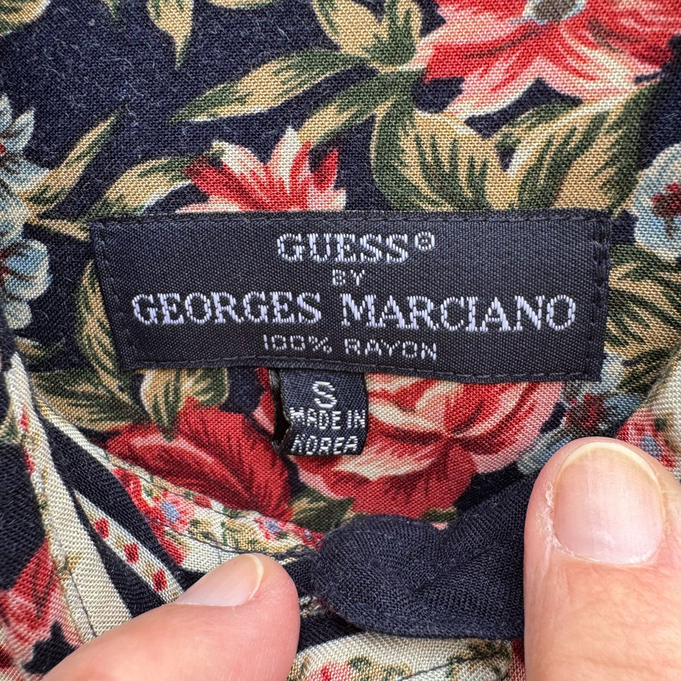 Guess By Georges Marciano Vintage Floral Patchwork Oversized Button-Up Shirt S