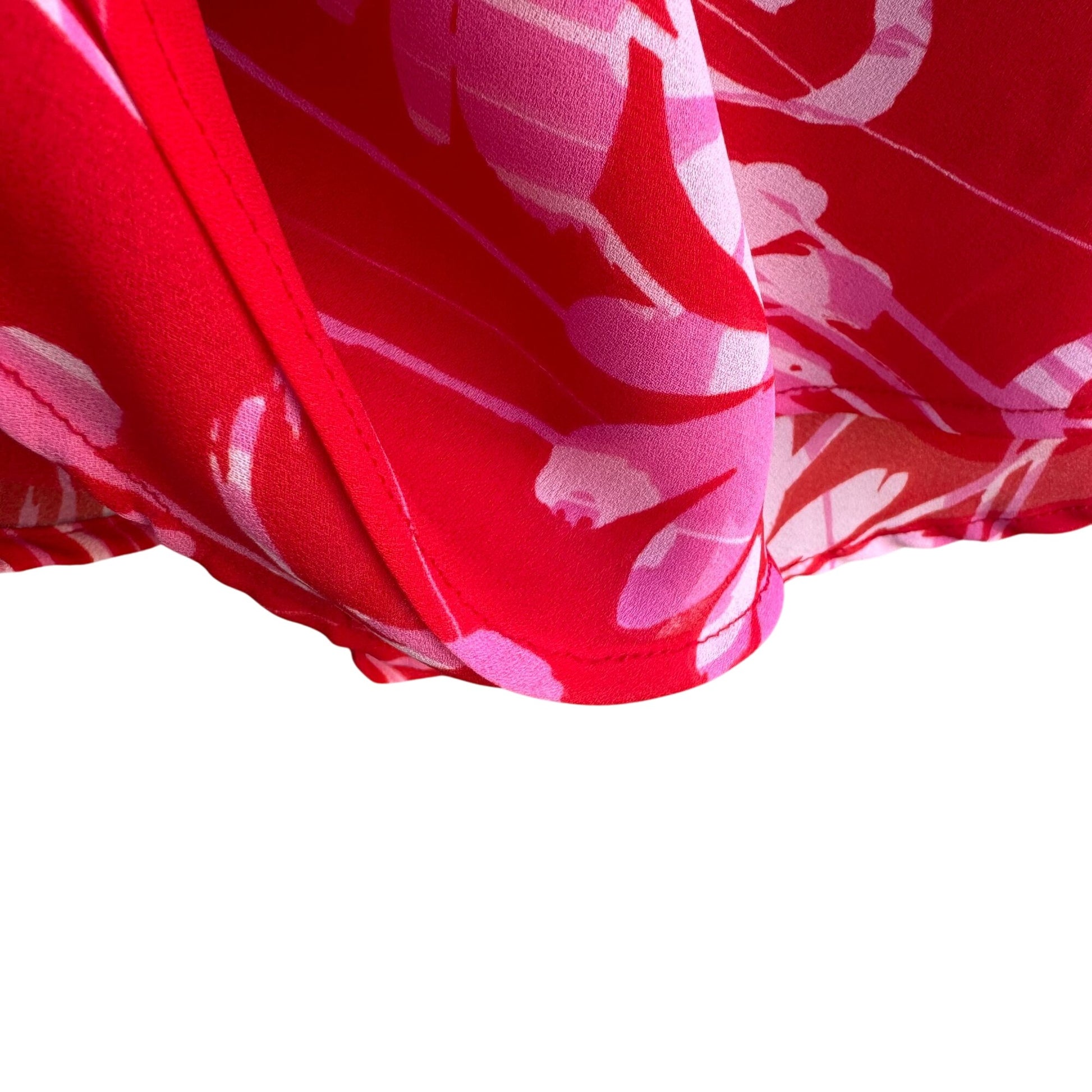 CDC Vintage Y2K Womens Red Floral Sleeveless Bias Cut Ruffle Hem Dress Scarf 6