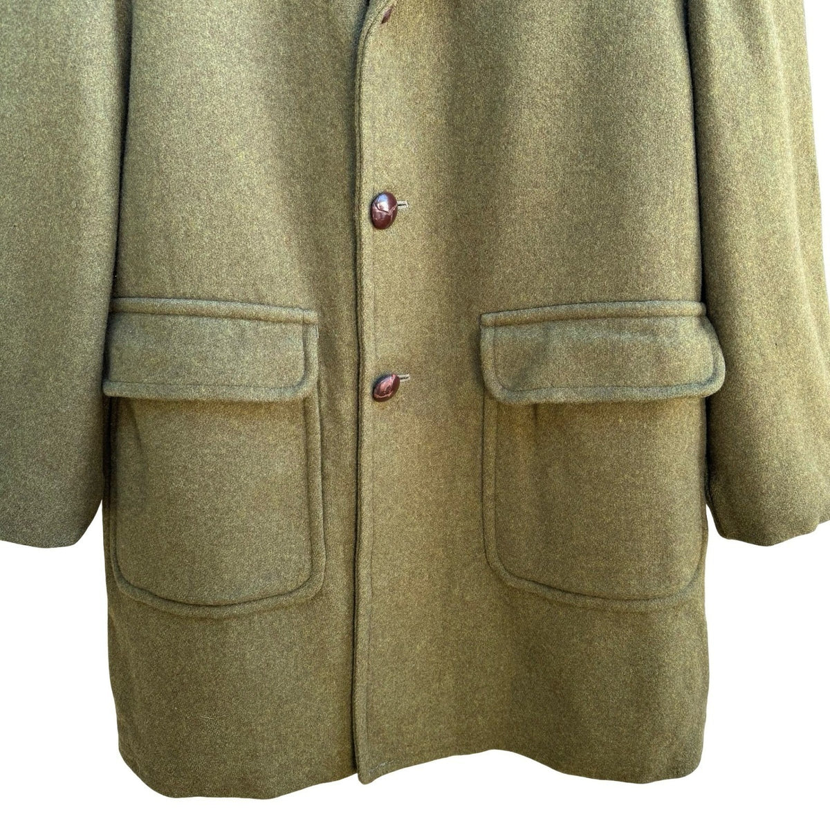 Zero King Vintage 70s Wool Faux Fur Lined Hooded Military Field Coat Green Mens