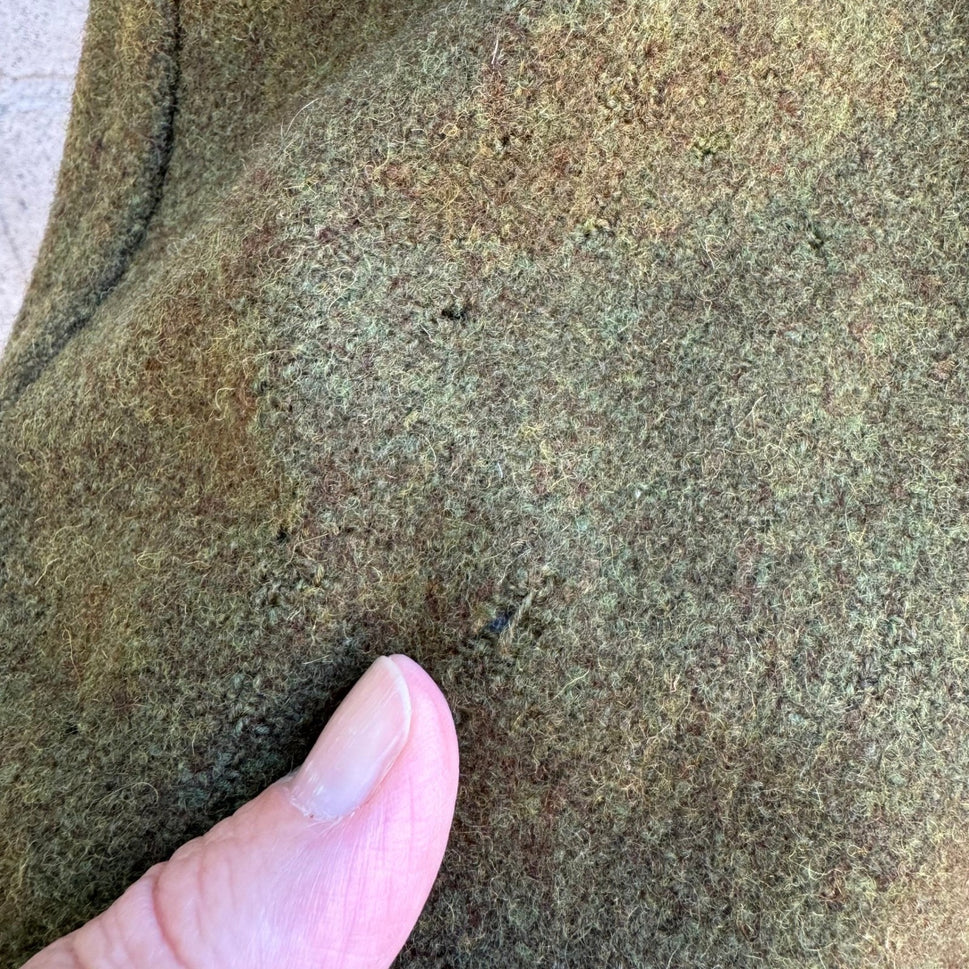 Zero King Vintage 70s Wool Faux Fur Lined Hooded Military Field Coat Green Mens