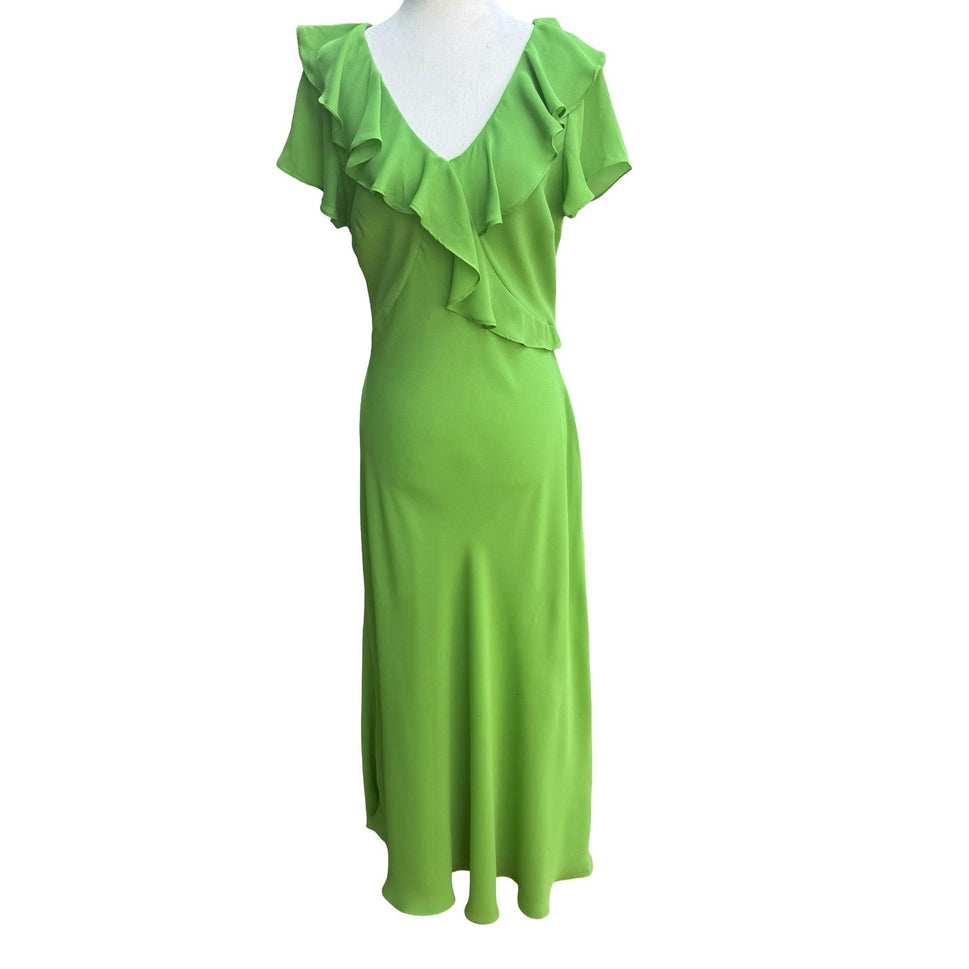 Chadwicks Vintage 90s Fairycore Ruffle Goblincore Flutter Sleeve Maxi Dress 12