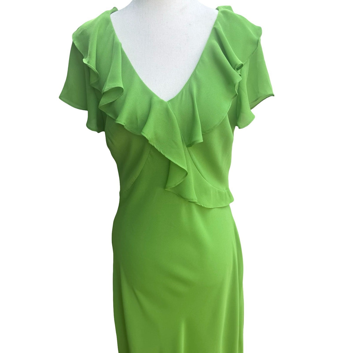 Chadwicks Vintage 90s Fairycore Ruffle Goblincore Flutter Sleeve Maxi Dress 12