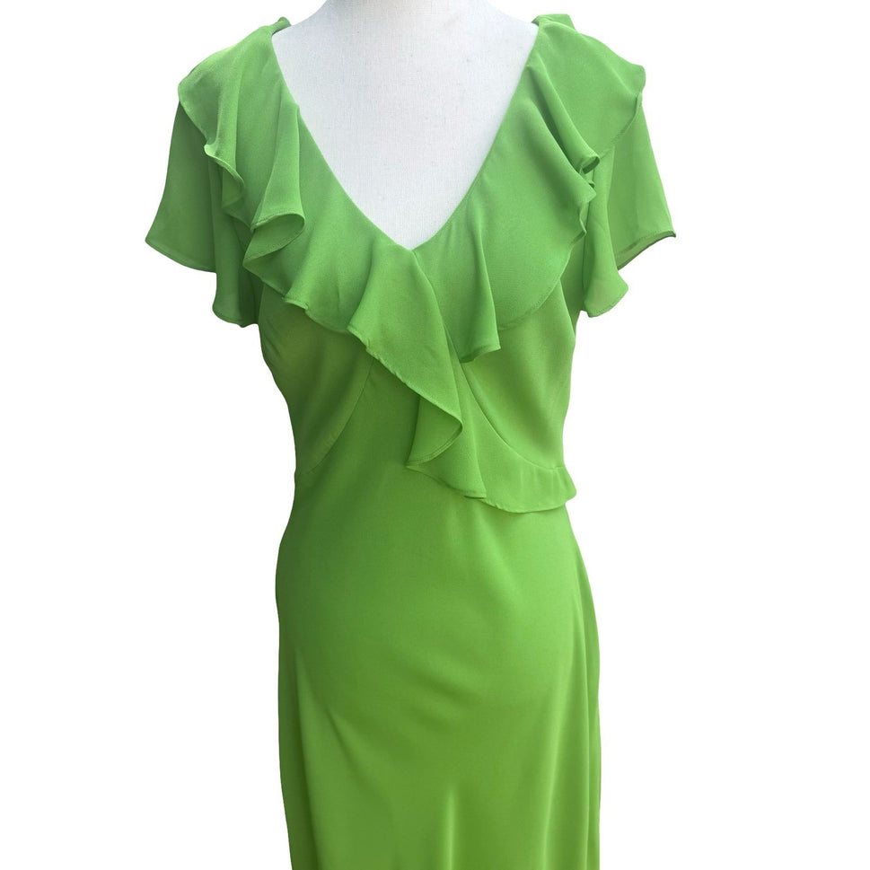 Chadwicks Vintage 90s Fairycore Ruffle Goblincore Flutter Sleeve Maxi Dress 12