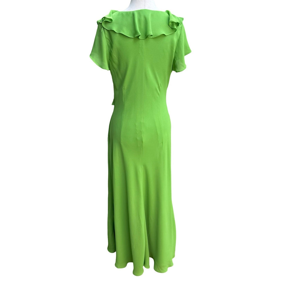 Chadwicks Vintage 90s Fairycore Ruffle Goblincore Flutter Sleeve Maxi Dress 12