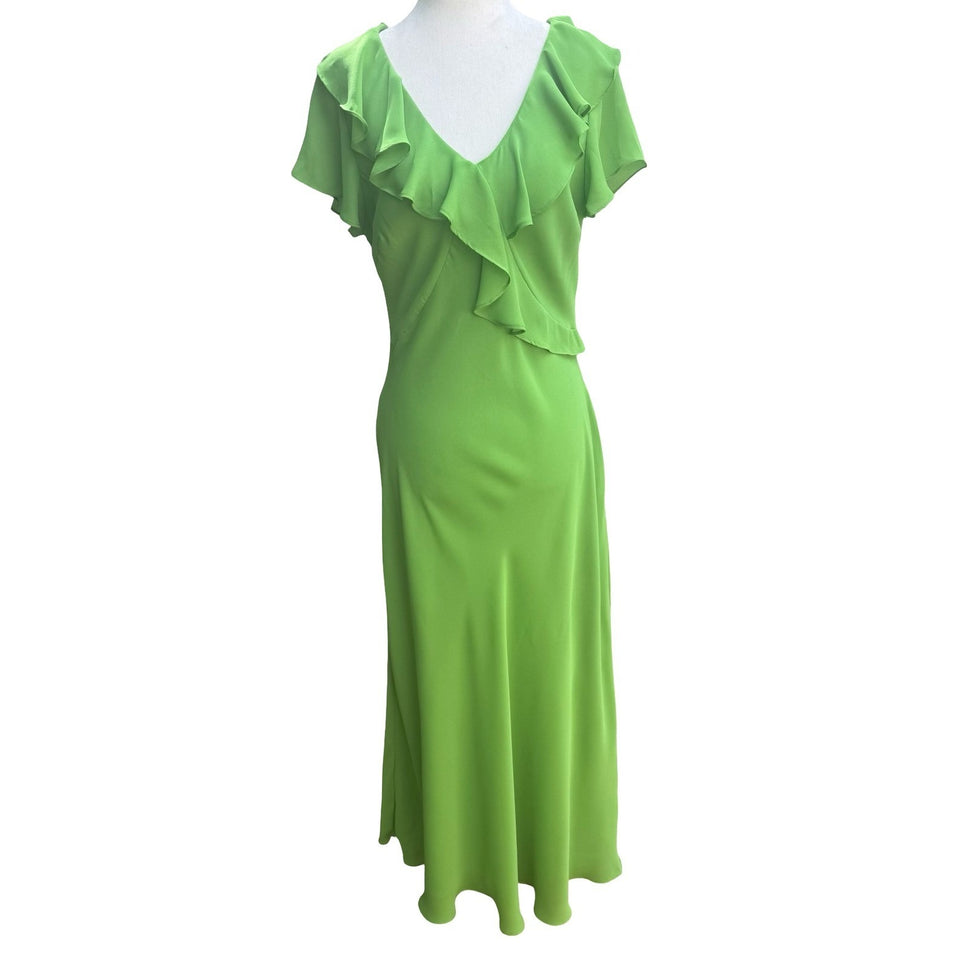 Chadwicks Vintage 90s Fairycore Ruffle Goblincore Flutter Sleeve Maxi Dress 12