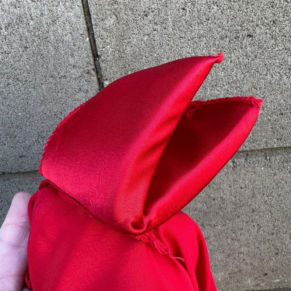 Sonya Ratay for San Andre Vintage Red Satin Scarf Neck Button Back Blouse Sz 8