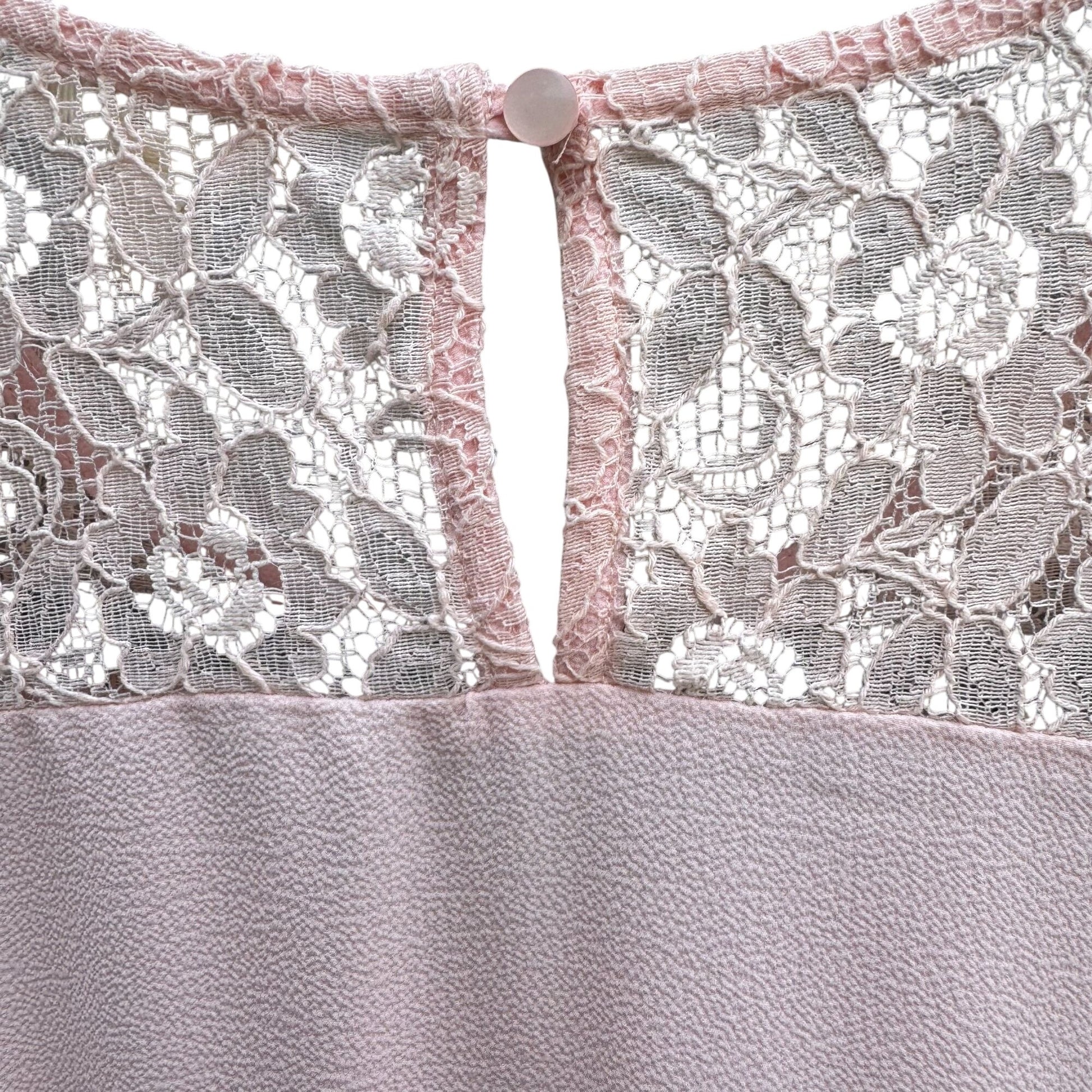 Monteau Womens Pink Lace Yoke Boho Party Flutter Sleeves Blouse Shirt Top L