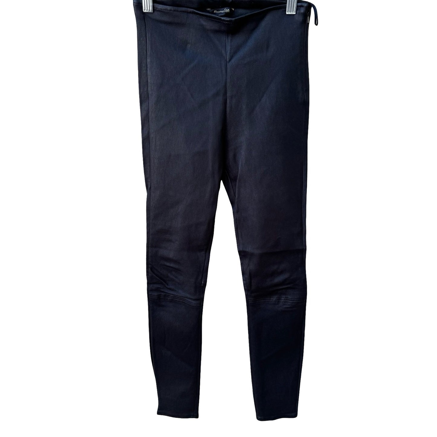 Massimo Dutti Edgy Biker Moto Goth Faux Leather Skinny Leggings Pants Black S