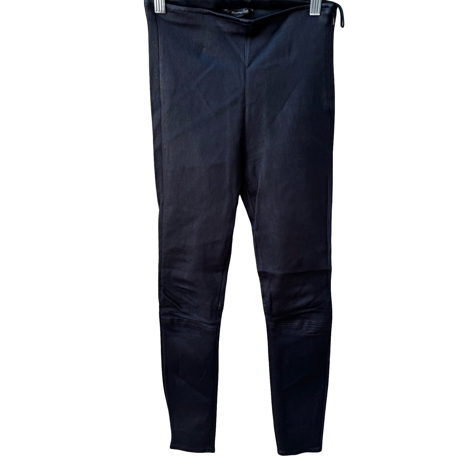 Massimo Dutti Edgy Biker Moto Goth Faux Leather Skinny Leggings Pants Black S