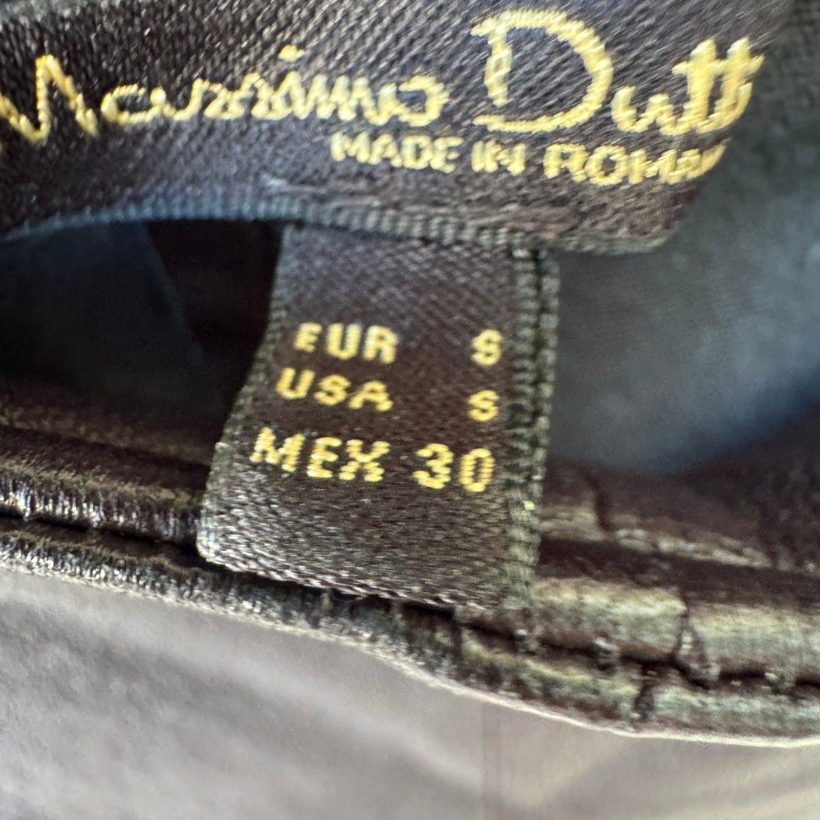 Massimo Dutti Edgy Biker Moto Goth Faux Leather Skinny Leggings Pants Black S