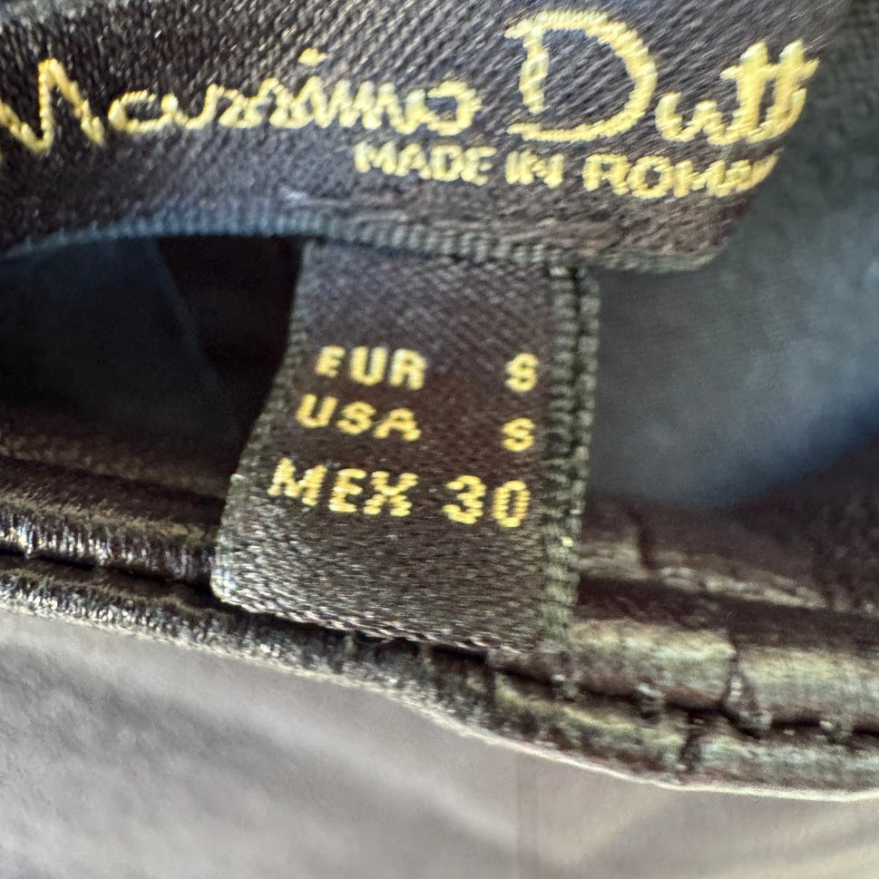 Massimo Dutti Edgy Biker Moto Goth Faux Leather Skinny Leggings Pants Black S