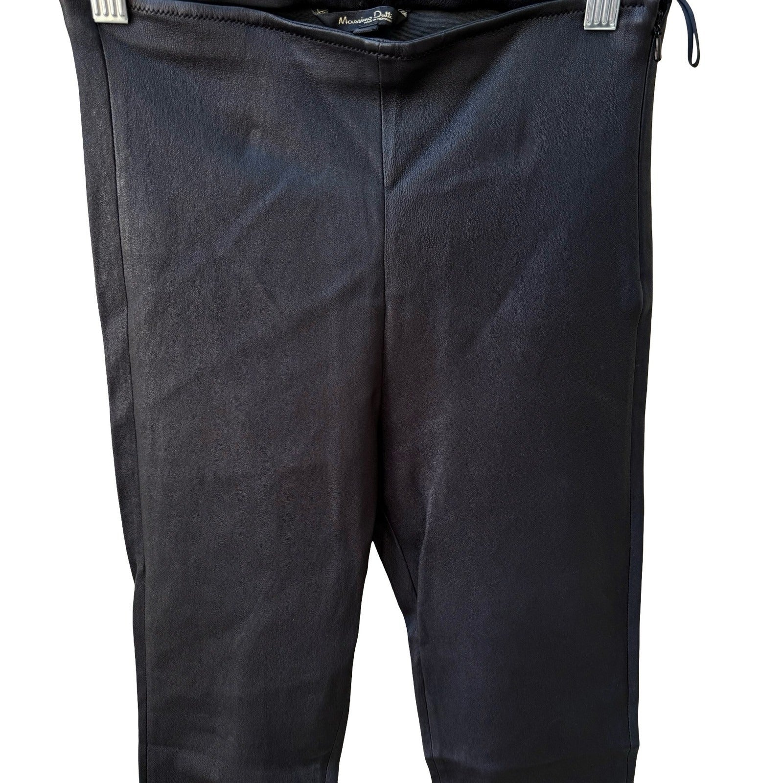 Massimo Dutti Edgy Biker Moto Goth Faux Leather Skinny Leggings Pants Black S