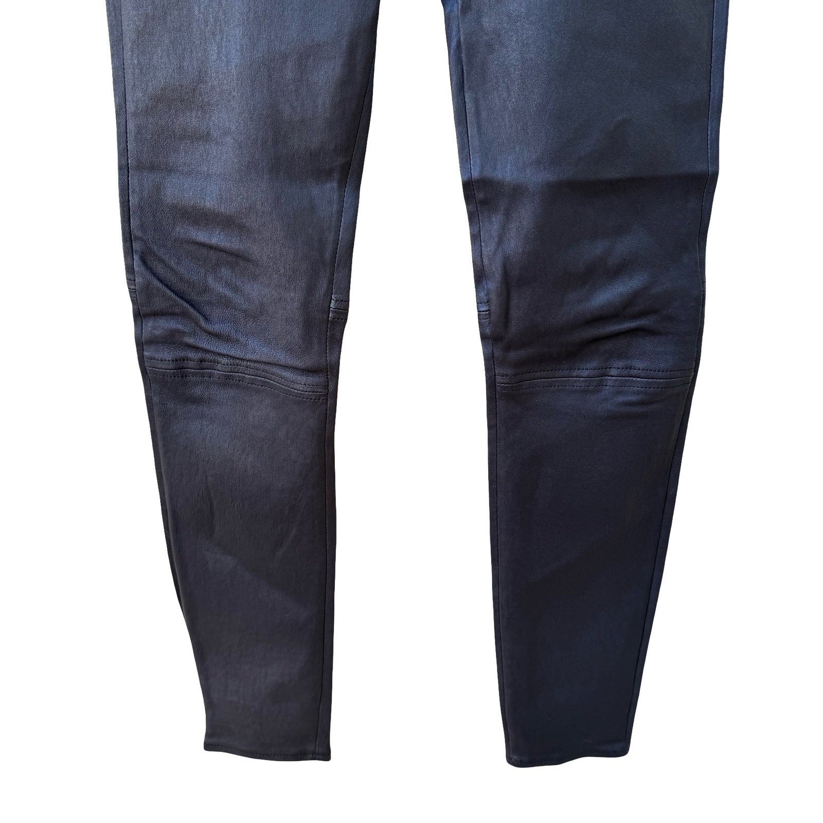 Massimo Dutti Edgy Biker Moto Goth Faux Leather Skinny Leggings Pants Black S