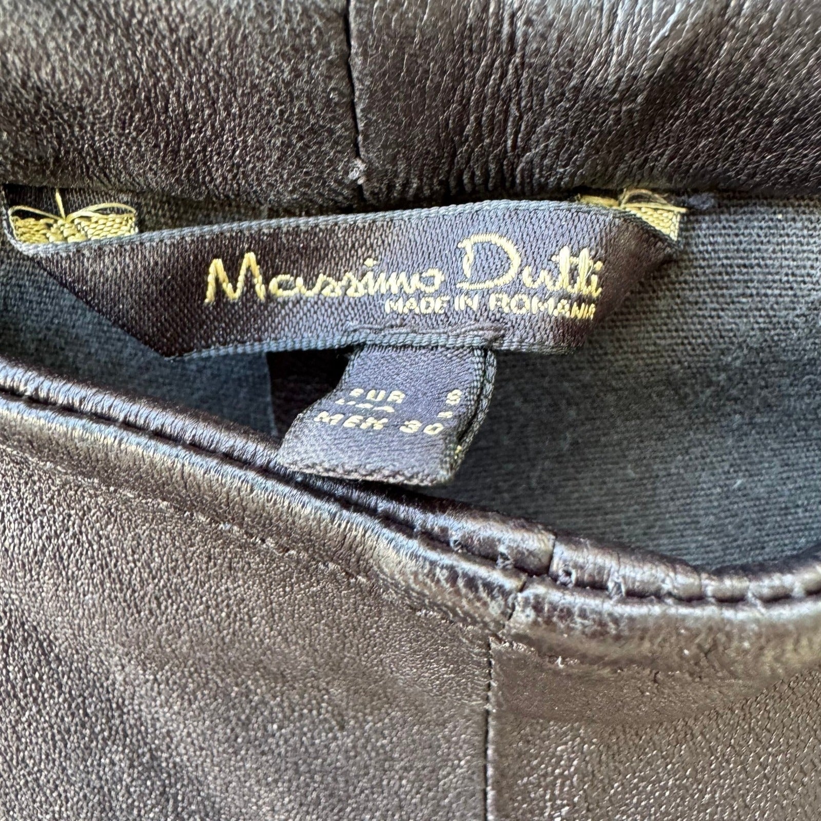 Massimo Dutti Edgy Biker Moto Goth Faux Leather Skinny Leggings Pants Black S