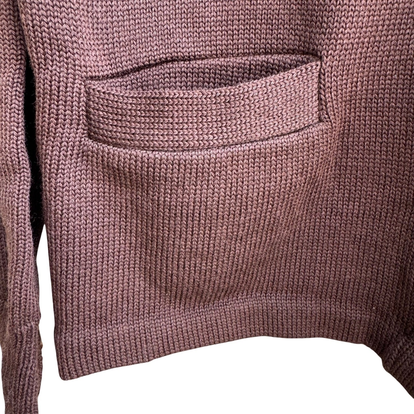 Nallys Career Apparel Vintage Brown Button Front V-Neck Cardigan Sweater Pockets