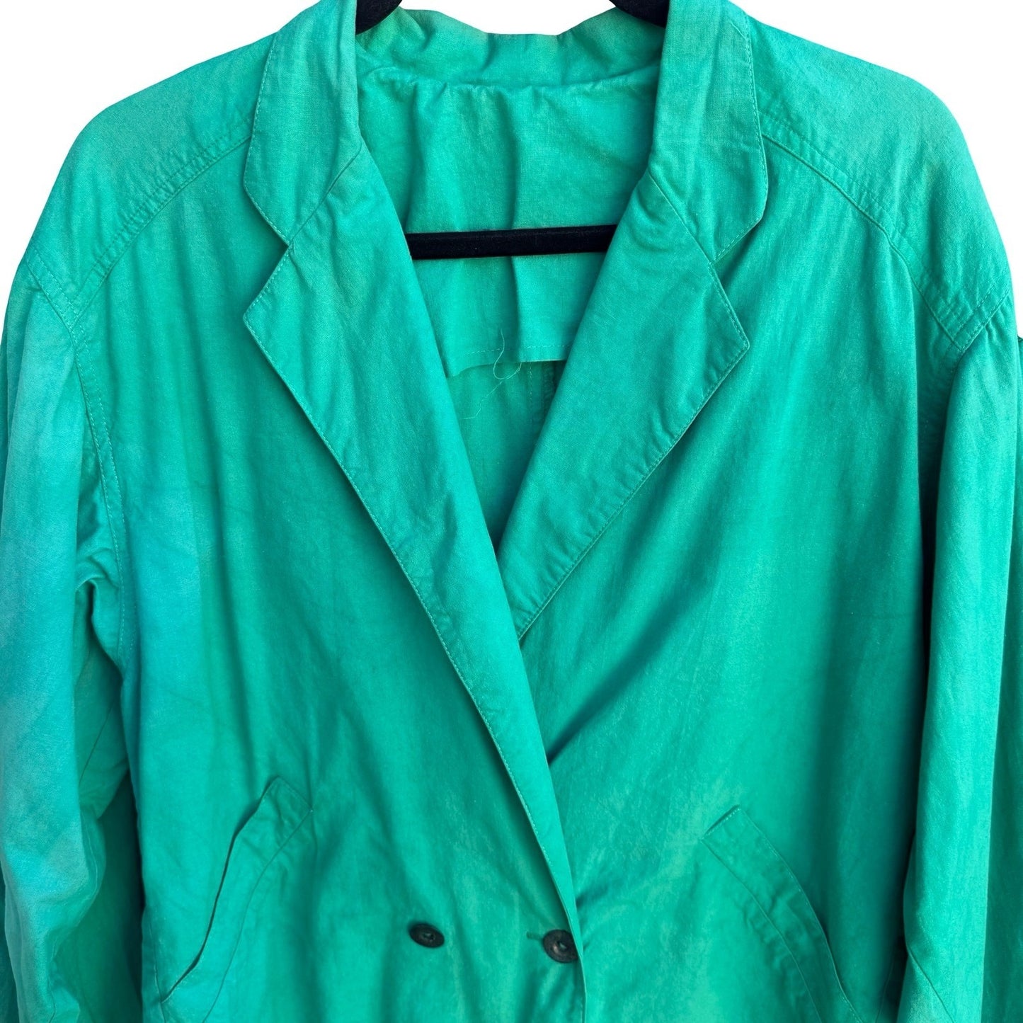 Vintage 80s Emerald Green 2 Piece Blazer Tapered Pants Set Textured Suit L/XL