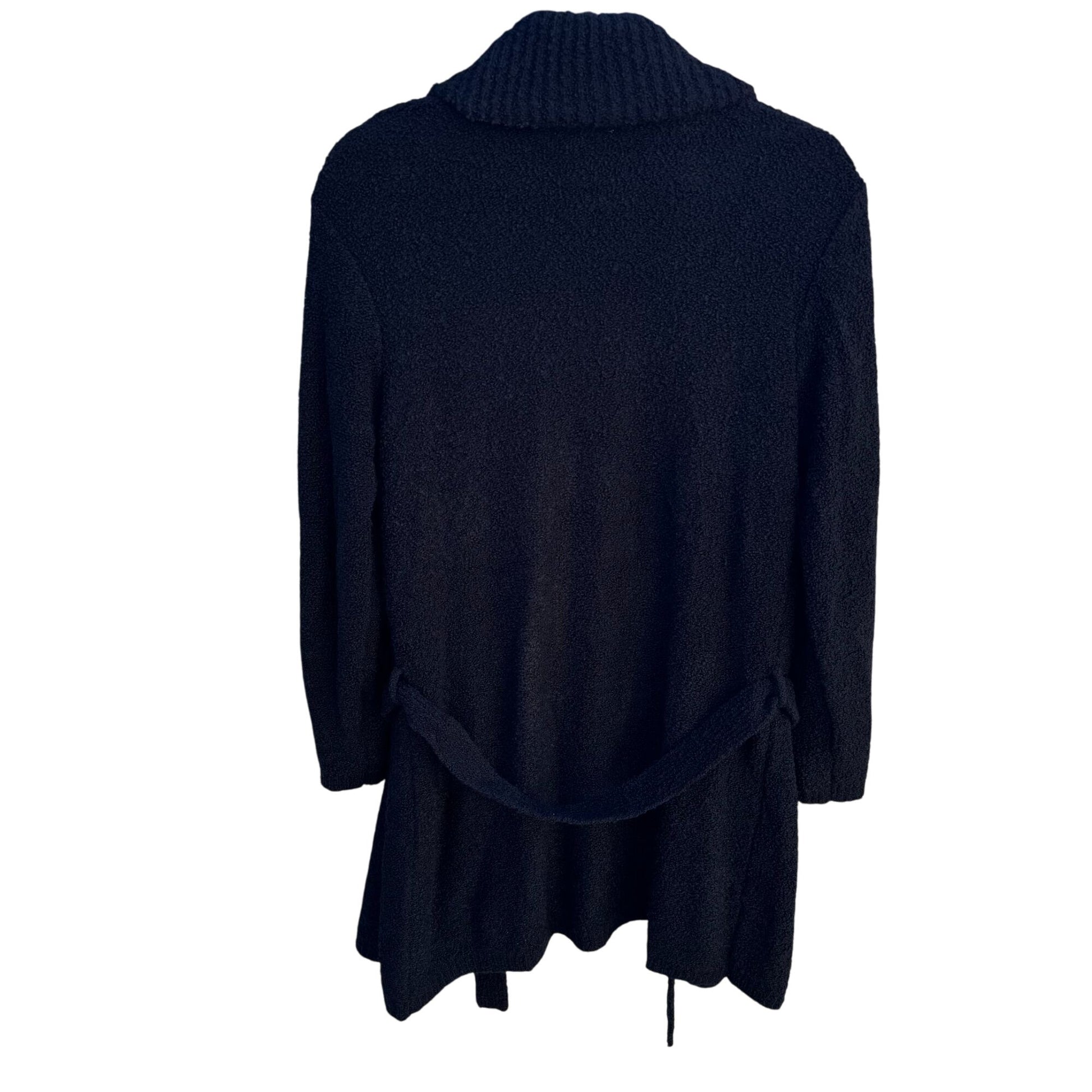 Cynthia Taylor Black Shawl Collar Belted Knit Long Sleeve Cardigan Sweater S