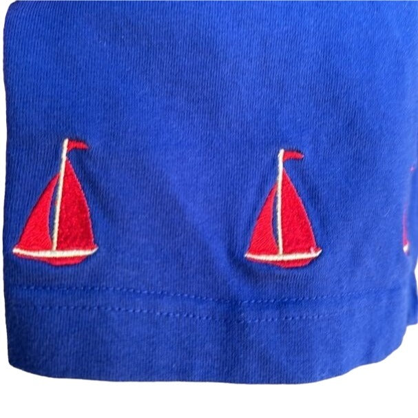 The Quacker Factory Vintage Embroidered Sailing Boat Women's High Waist Pants