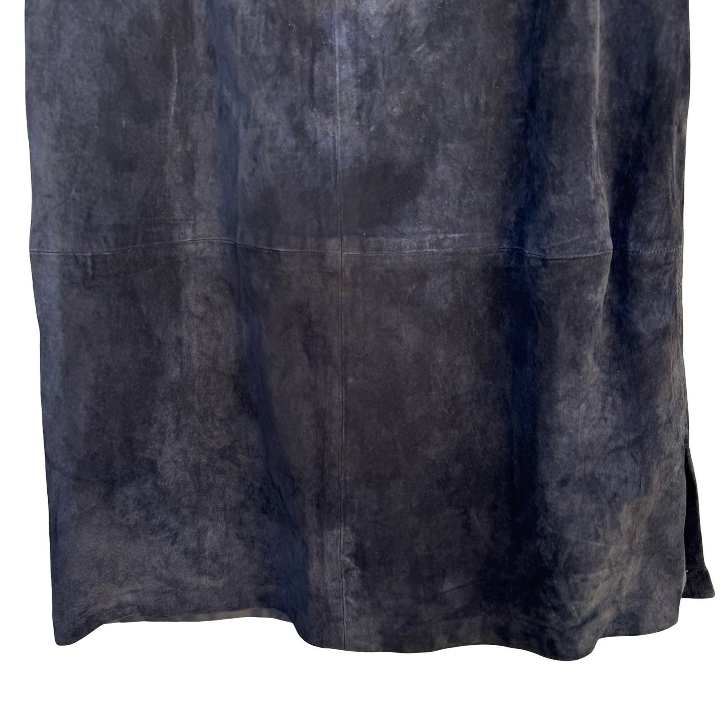 Terry Lewis Black Suede Leather Midi Skirt Side Slit Elastic Back Size 6 NEW