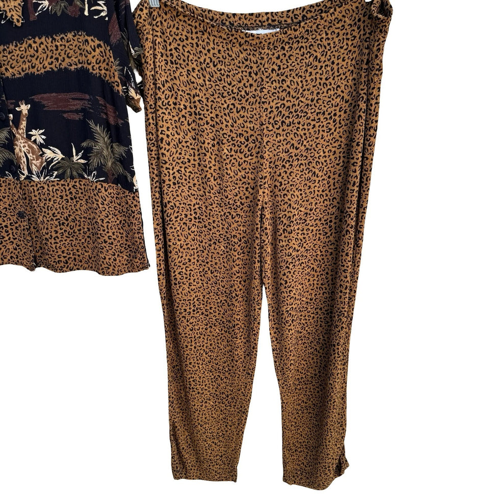 California Krush Vintage 90s Safari Leopard Giraffe Print 2 Piece Set Womens S