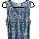 Switch Ivy Lane Boho Festival Flowy Tie Up Damask Sleeveless Shift Peasant Dress Blue L 3 image