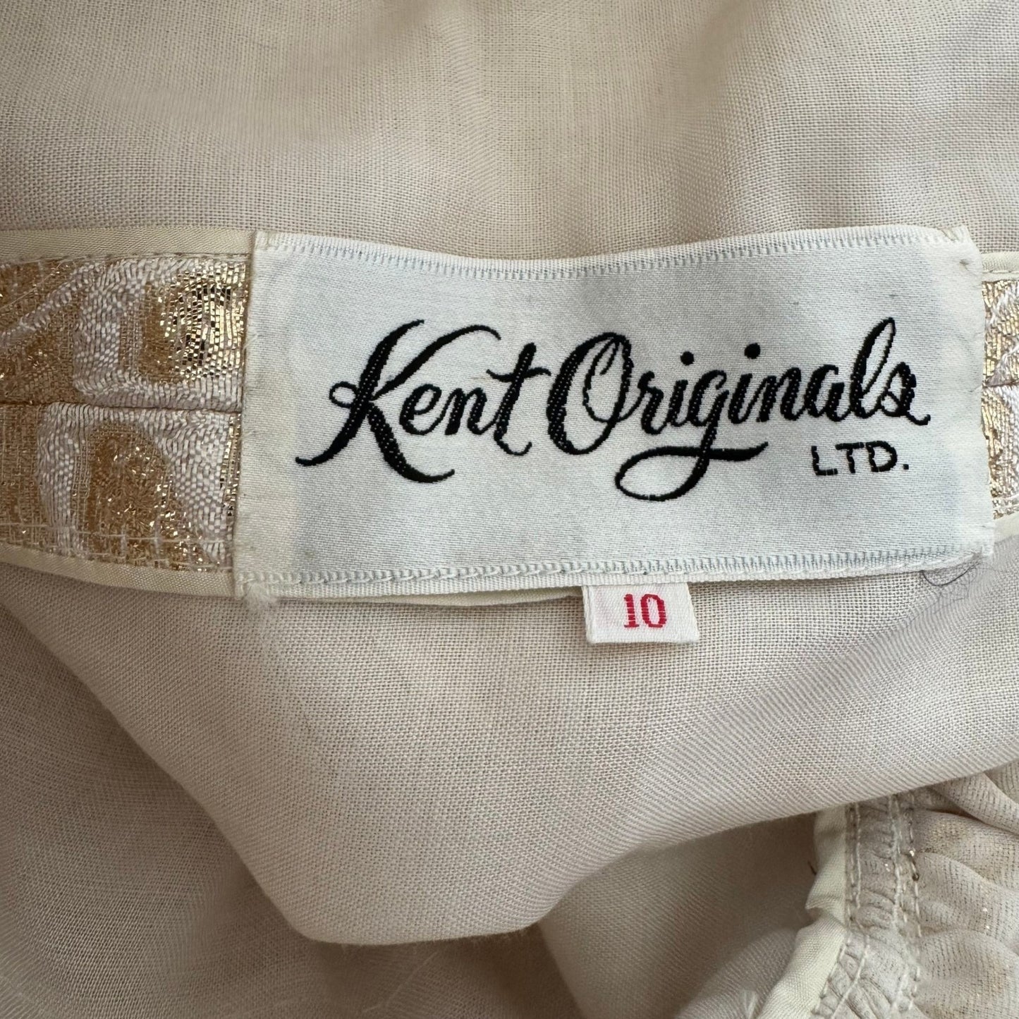 Kent Originals Vintage Gold Floral Brocade Maxi Dress Rhinestone High Neck 10