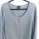 Switch Eileen Fisher Womens Blue Textured Cotton Gauze Button Front Tunic Top Large 3 image