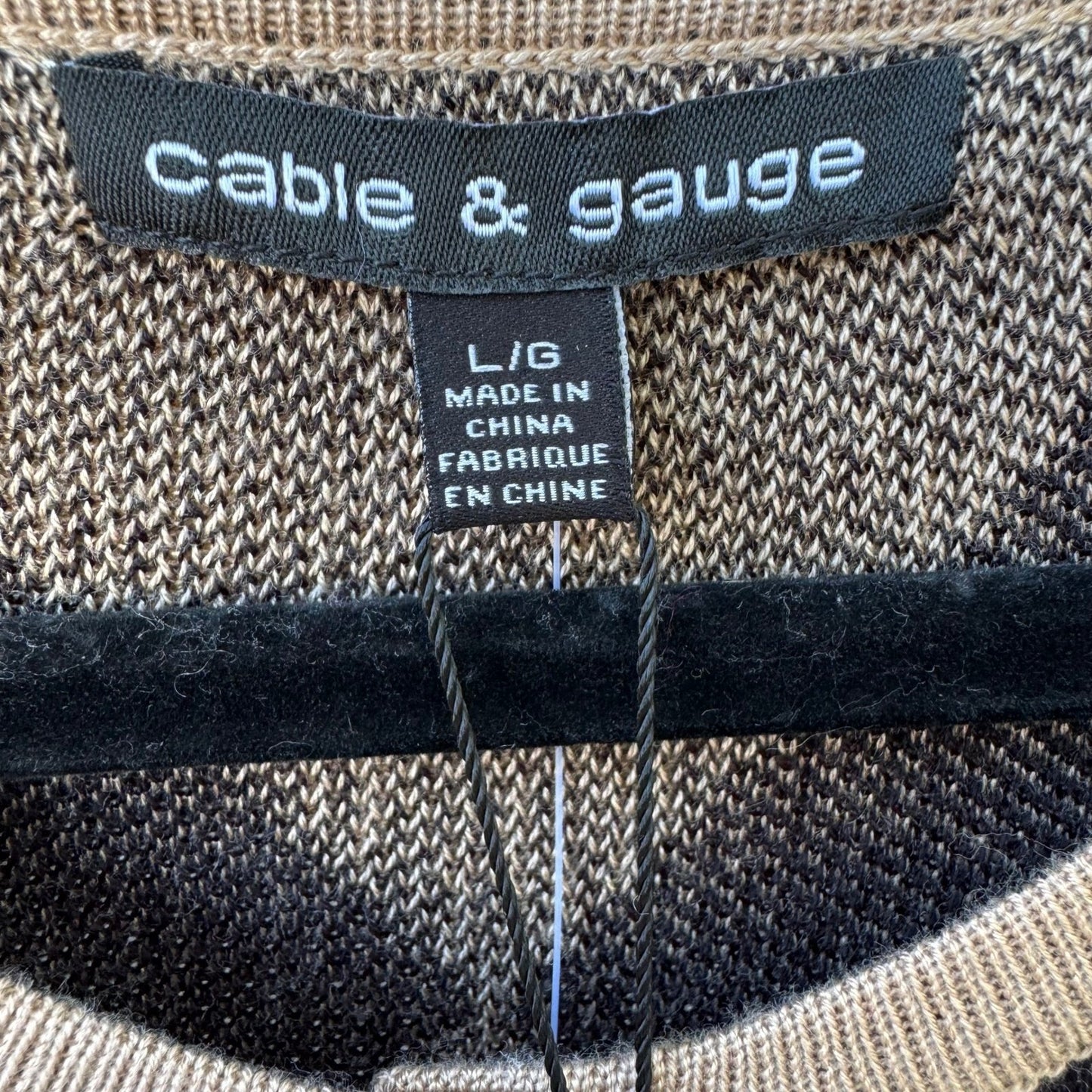 Cable & Gauge Preppy Academia Argyle Knit Cardigan Sweater Tan Mod Womens L NEW