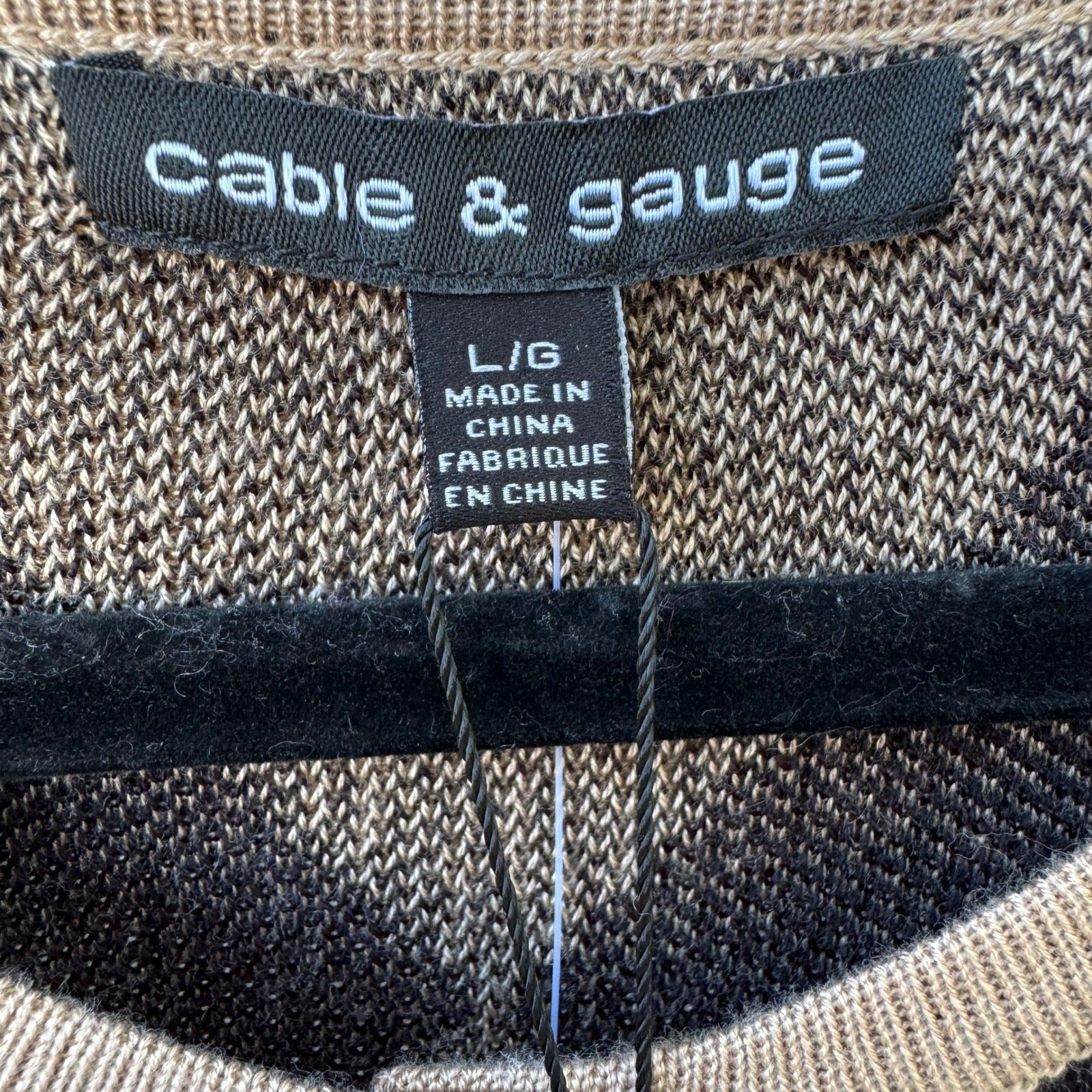 Cable & Gauge Preppy Academia Argyle Knit Cardigan Sweater Tan Mod Womens L NEW