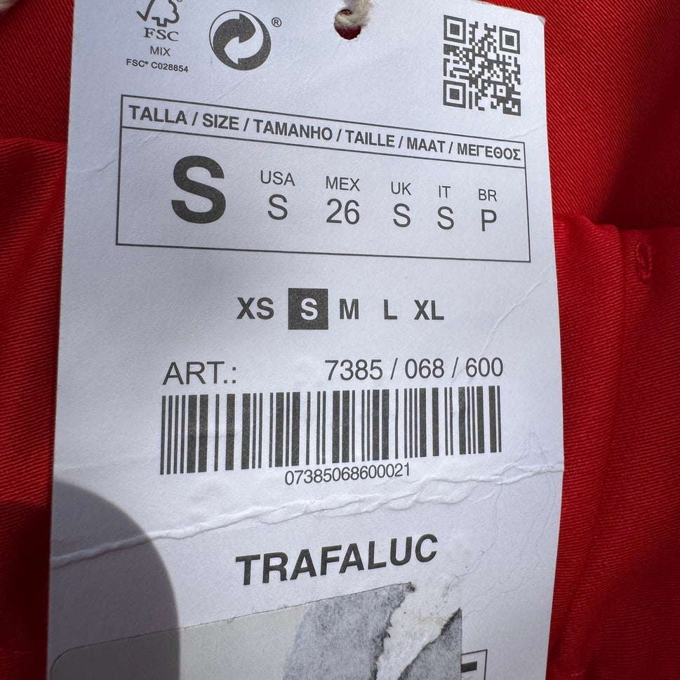 Zara Trafaluc Red Wide Leg Tie Waist Trousers Pants 7385/068/600 Small NWT