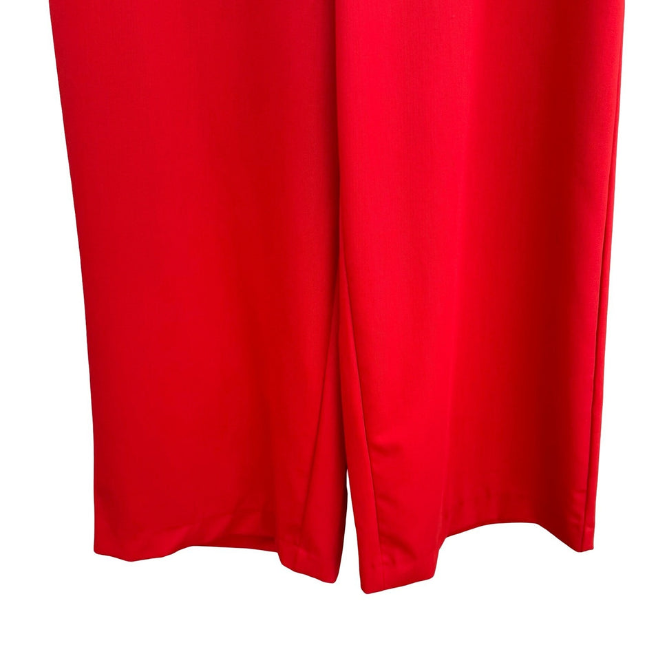 Zara Trafaluc Red Wide Leg Tie Waist Trousers Pants 7385/068/600 Small NWT