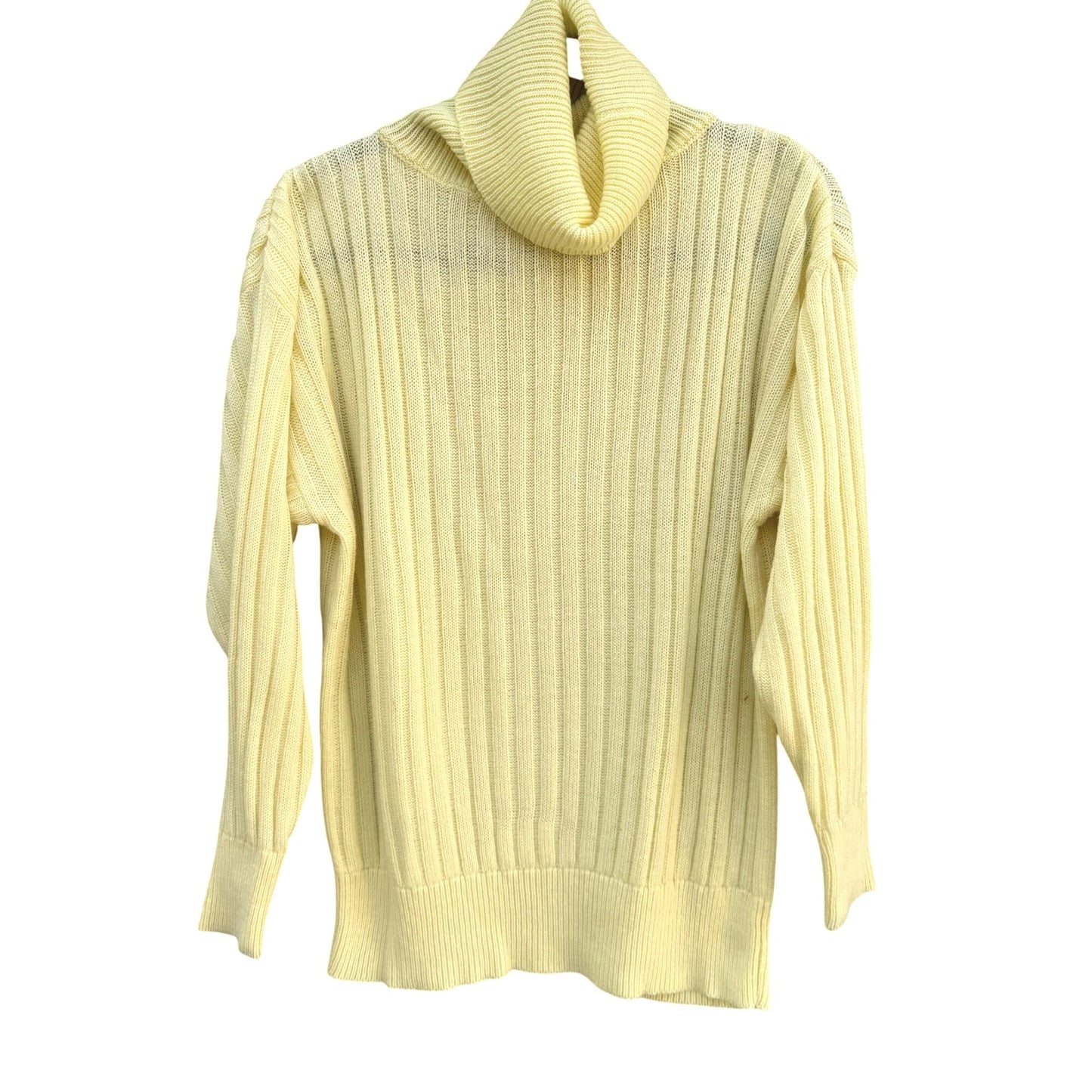 Evian II Vintage Womens Yellow Ribbed Knit Long Sleeve Turtleneck Sweater L