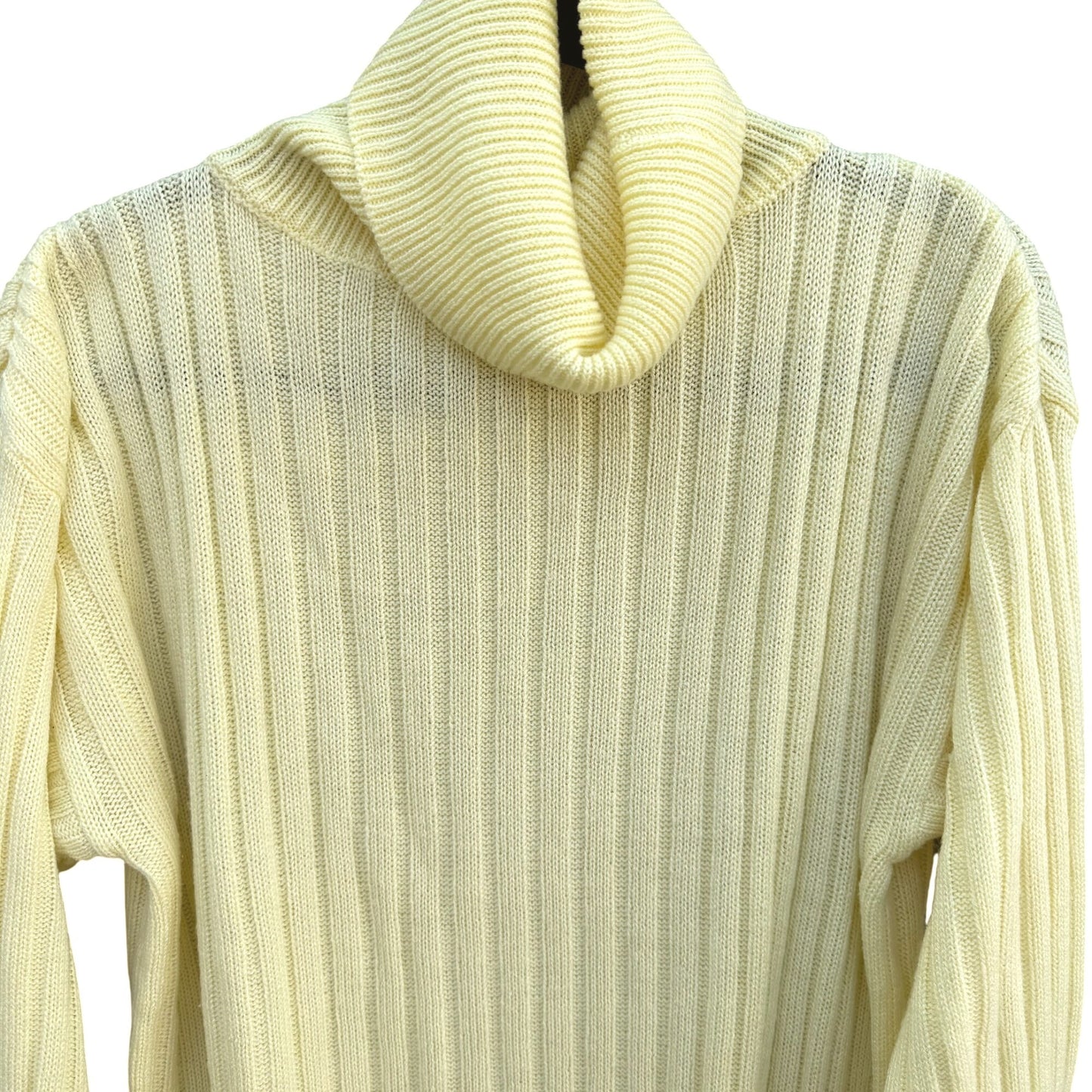 Evian II Vintage Womens Yellow Ribbed Knit Long Sleeve Turtleneck Sweater L