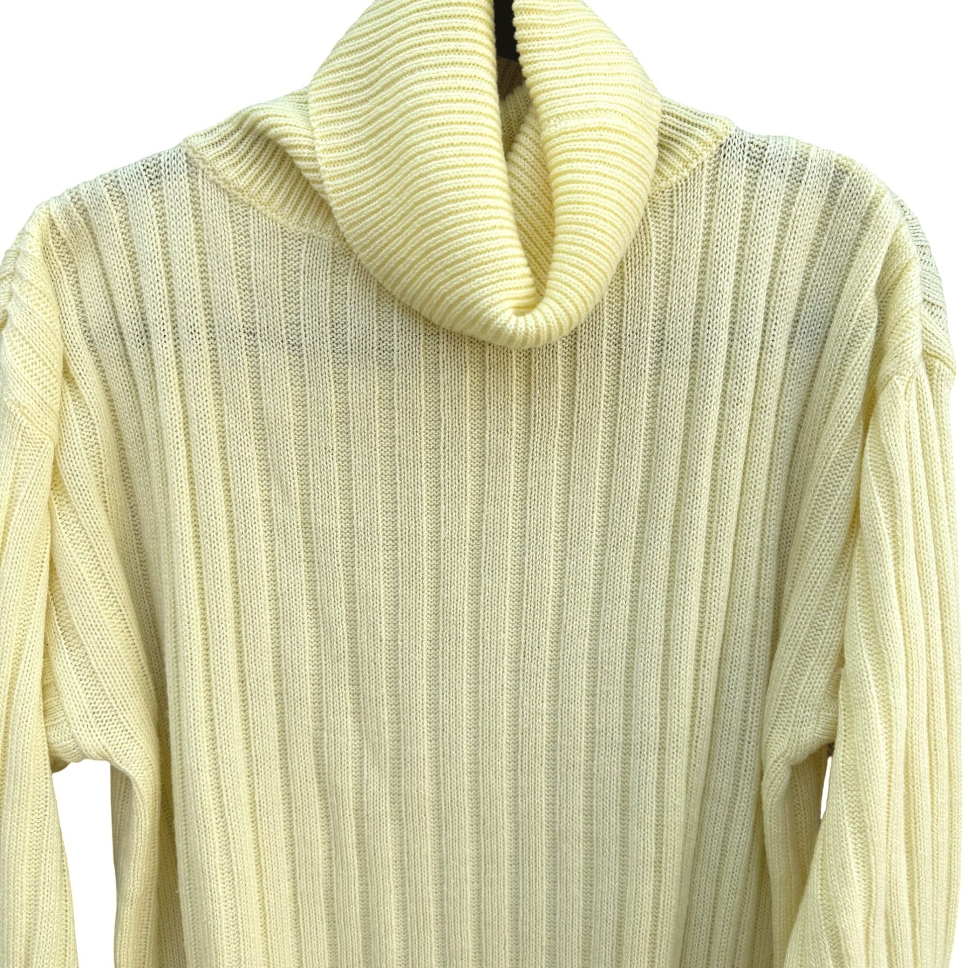 Evian II Vintage Womens Yellow Ribbed Knit Long Sleeve Turtleneck Sweater L