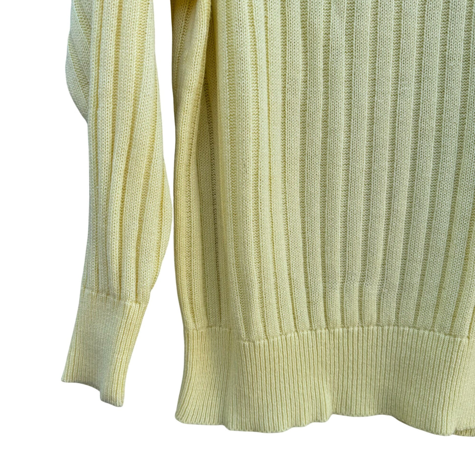 Evian II Vintage Womens Yellow Ribbed Knit Long Sleeve Turtleneck Sweater L