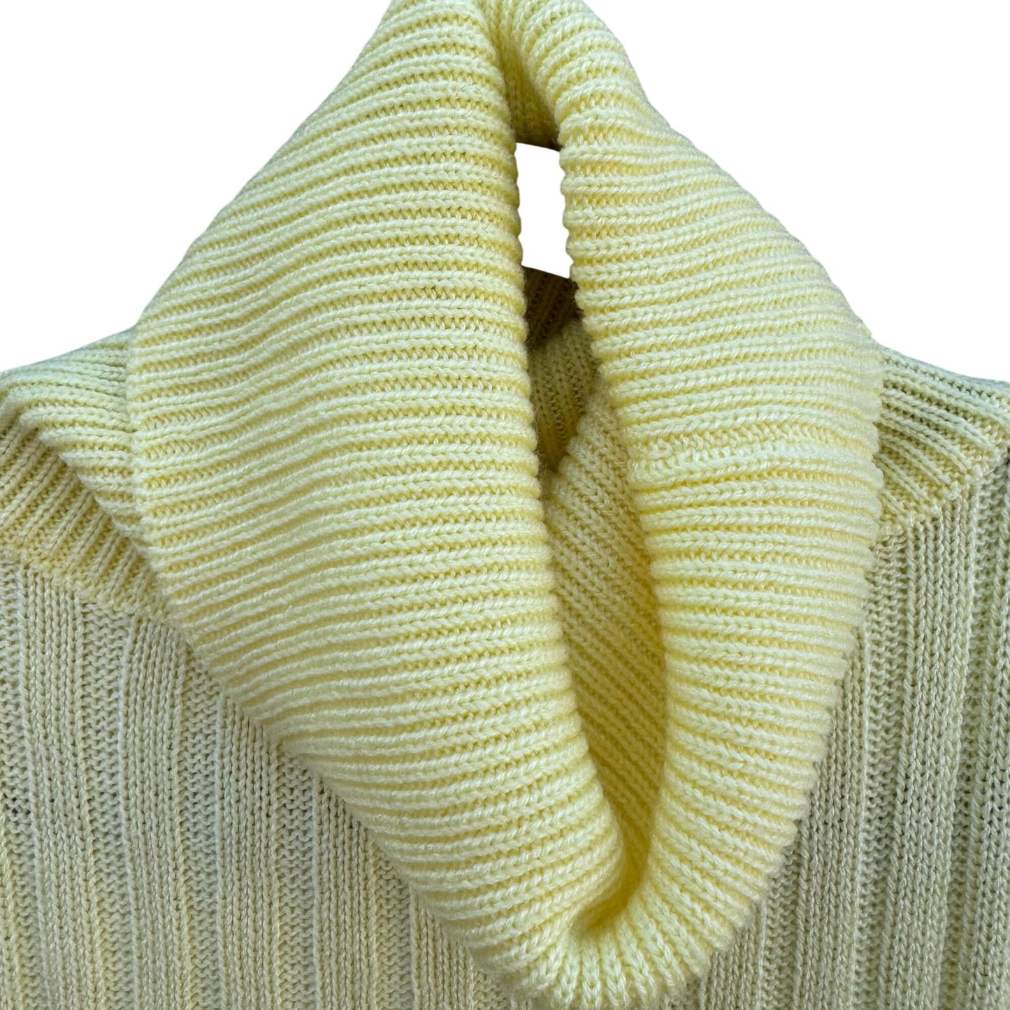 Evian II Vintage Womens Yellow Ribbed Knit Long Sleeve Turtleneck Sweater L