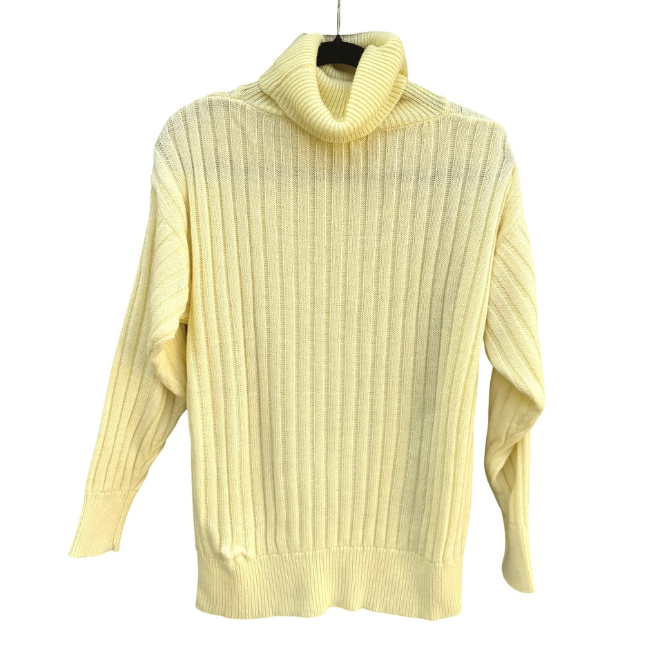 Evian II Vintage Womens Yellow Ribbed Knit Long Sleeve Turtleneck Sweater L