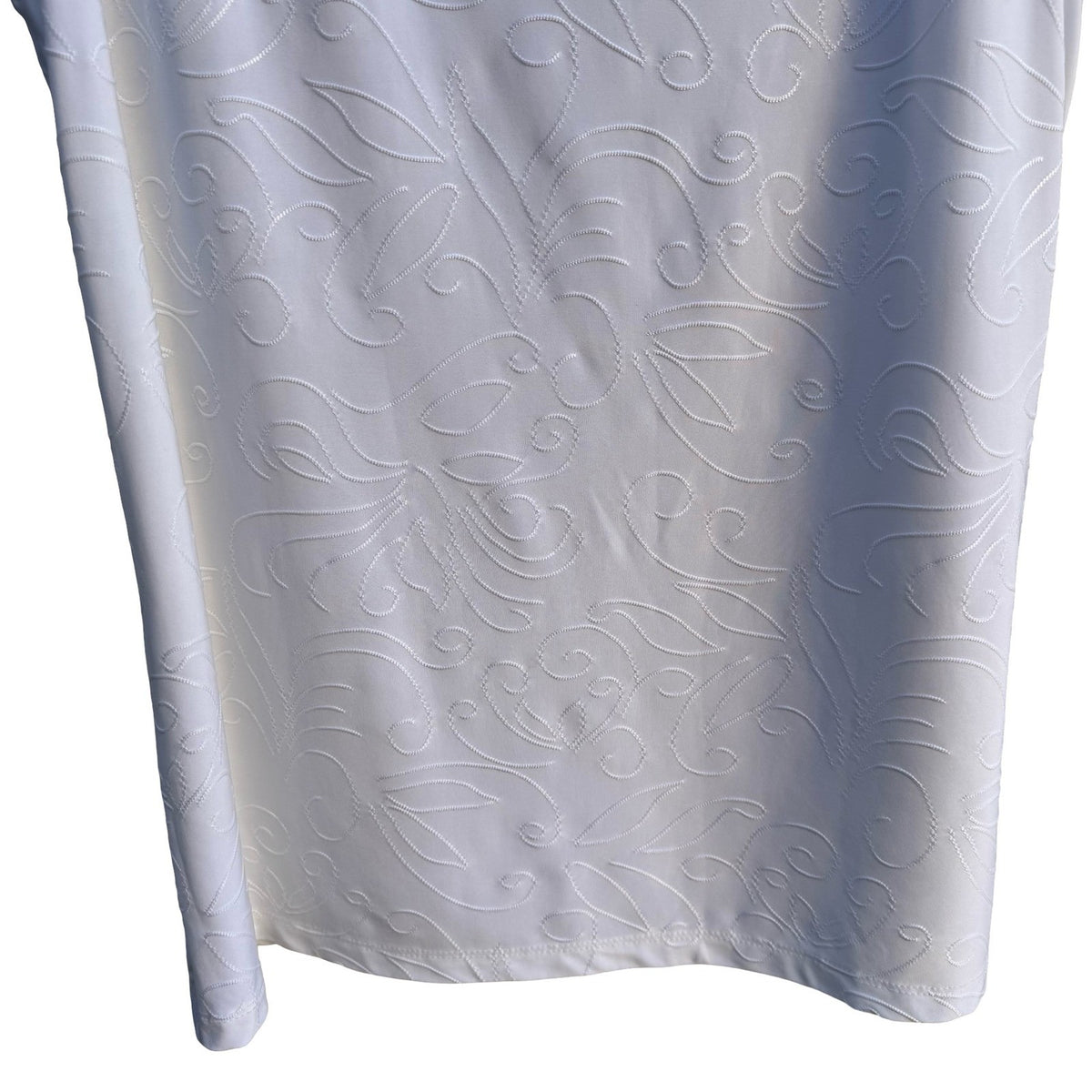 JM Collection Jacquard Split Neck Minimalist Sleeveless Blouse White Women L NEW