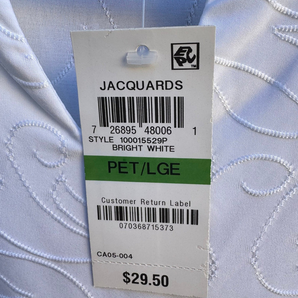 JM Collection Jacquard Split Neck Minimalist Sleeveless Blouse White Women L NEW
