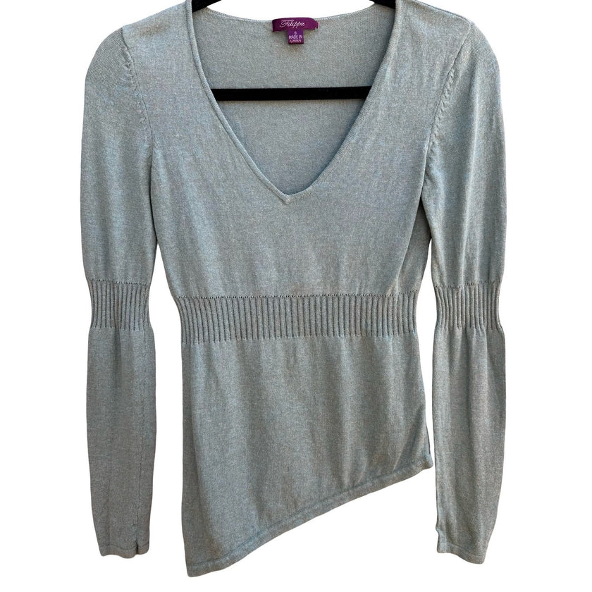 Filippa Y2K Mermaidcore Fairycore Whimsigoth Boho Asymmetric Hem Knit Sweater S
