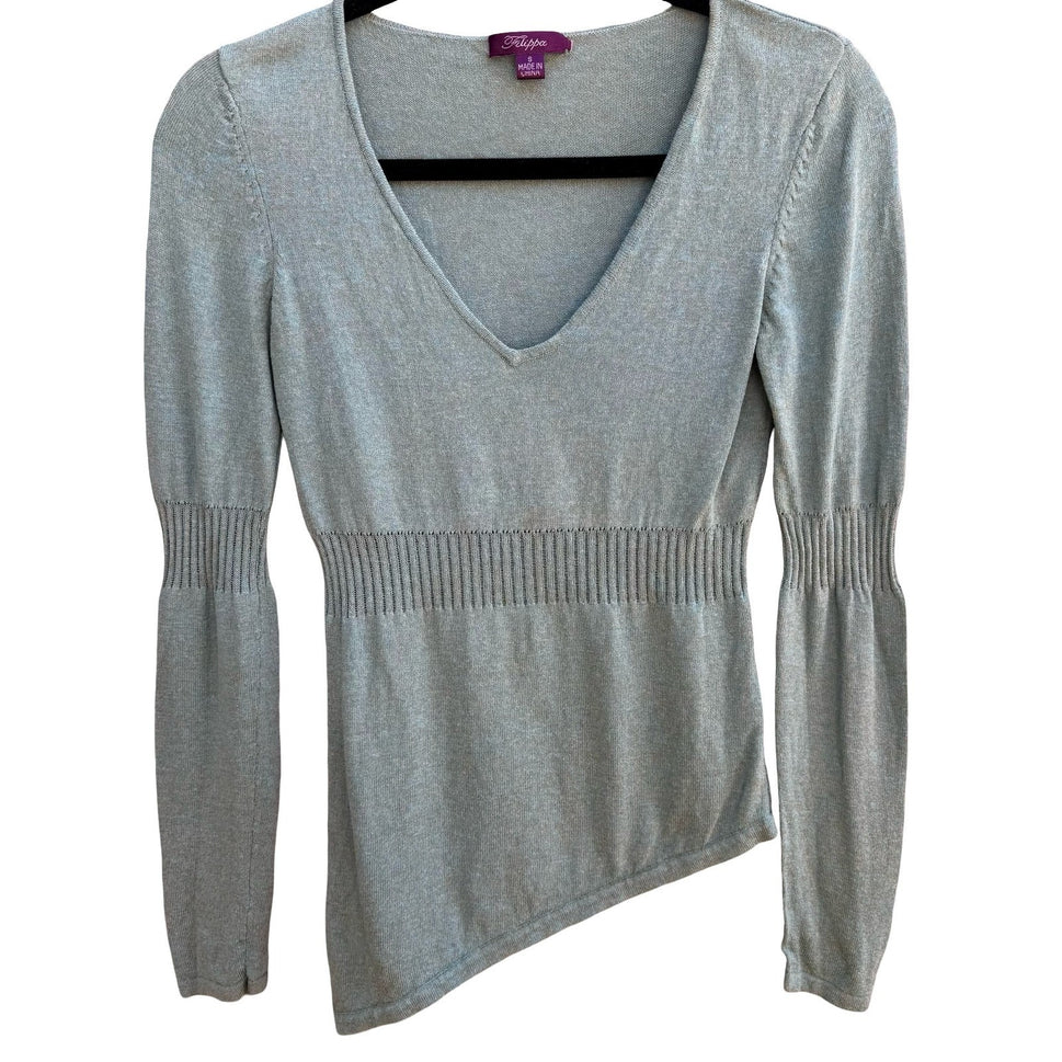 Filippa Y2K Mermaidcore Fairycore Whimsigoth Boho Asymmetric Hem Knit Sweater S
