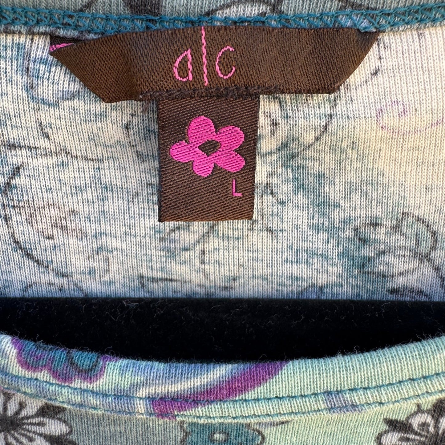 a|c Artistic Floral Bird Beaded Fairy Gypsy Cotton Shirt Boho Whimsigoth Teal L