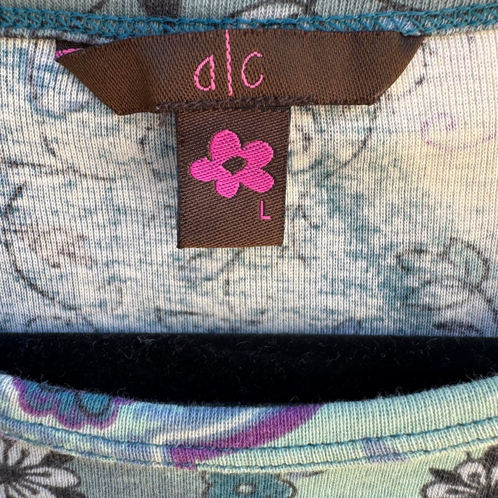a|c Artistic Floral Bird Beaded Fairy Gypsy Cotton Shirt Boho Whimsigoth Teal L