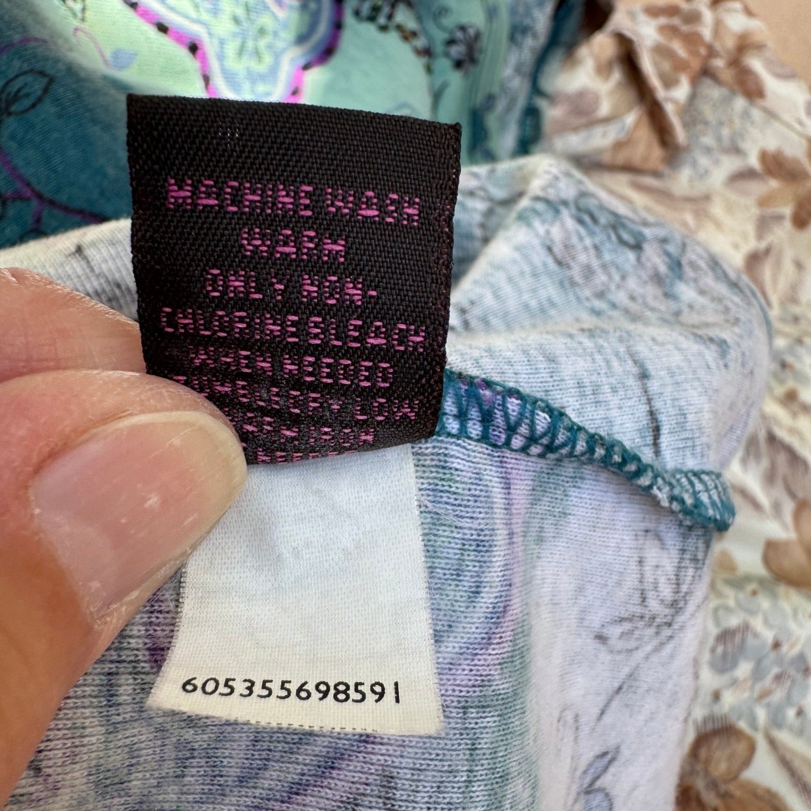 a|c Artistic Floral Bird Beaded Fairy Gypsy Cotton Shirt Boho Whimsigoth Teal L