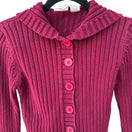 Switch By Next Era Y2K Womens Ribbed Knit Burgundy Cuff Sleeve Cardigan Hoodie Sweater S 3 image