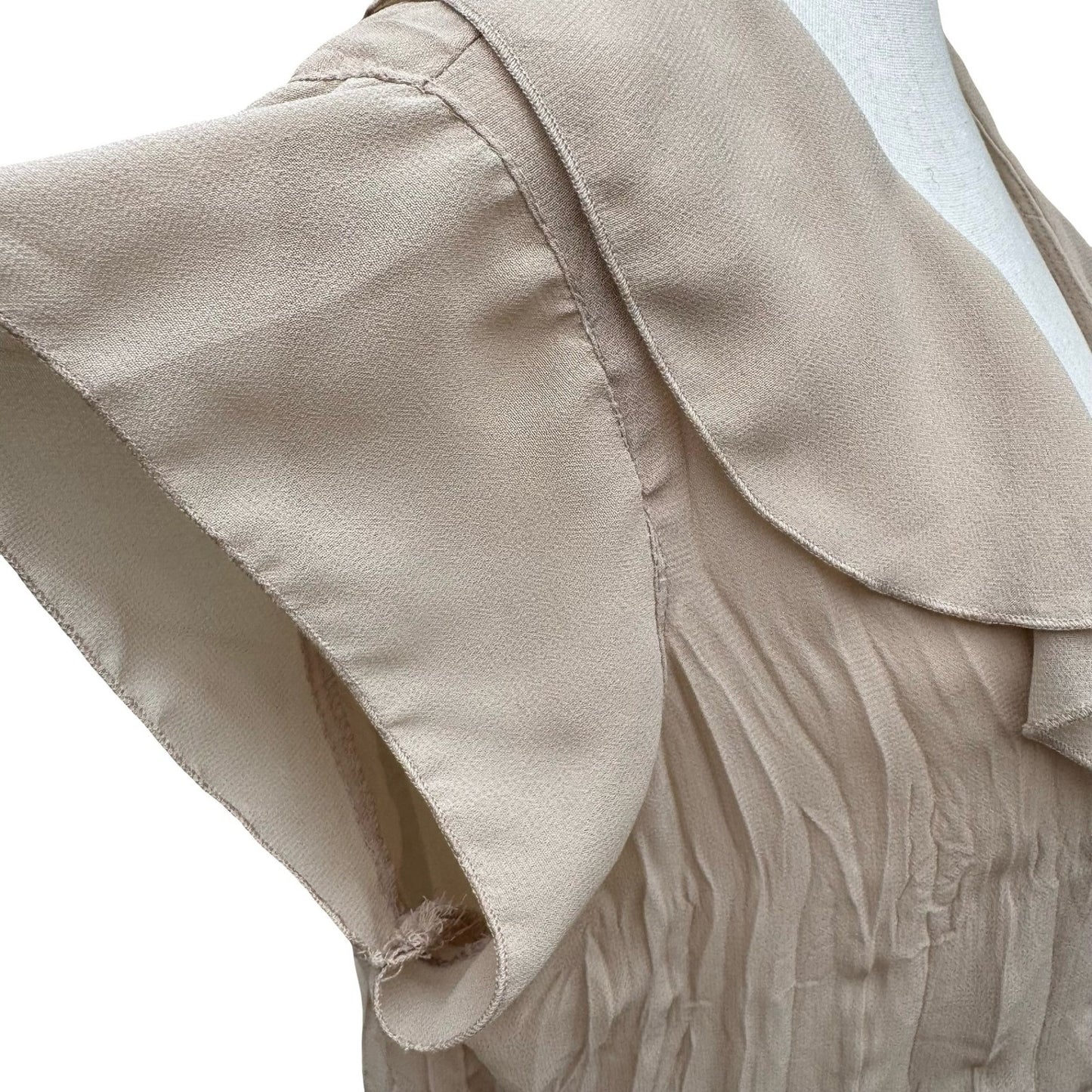 Separates NY City Design Tan Ruffle Lace V-Neck Coquette Blouse M Romantic Fairy