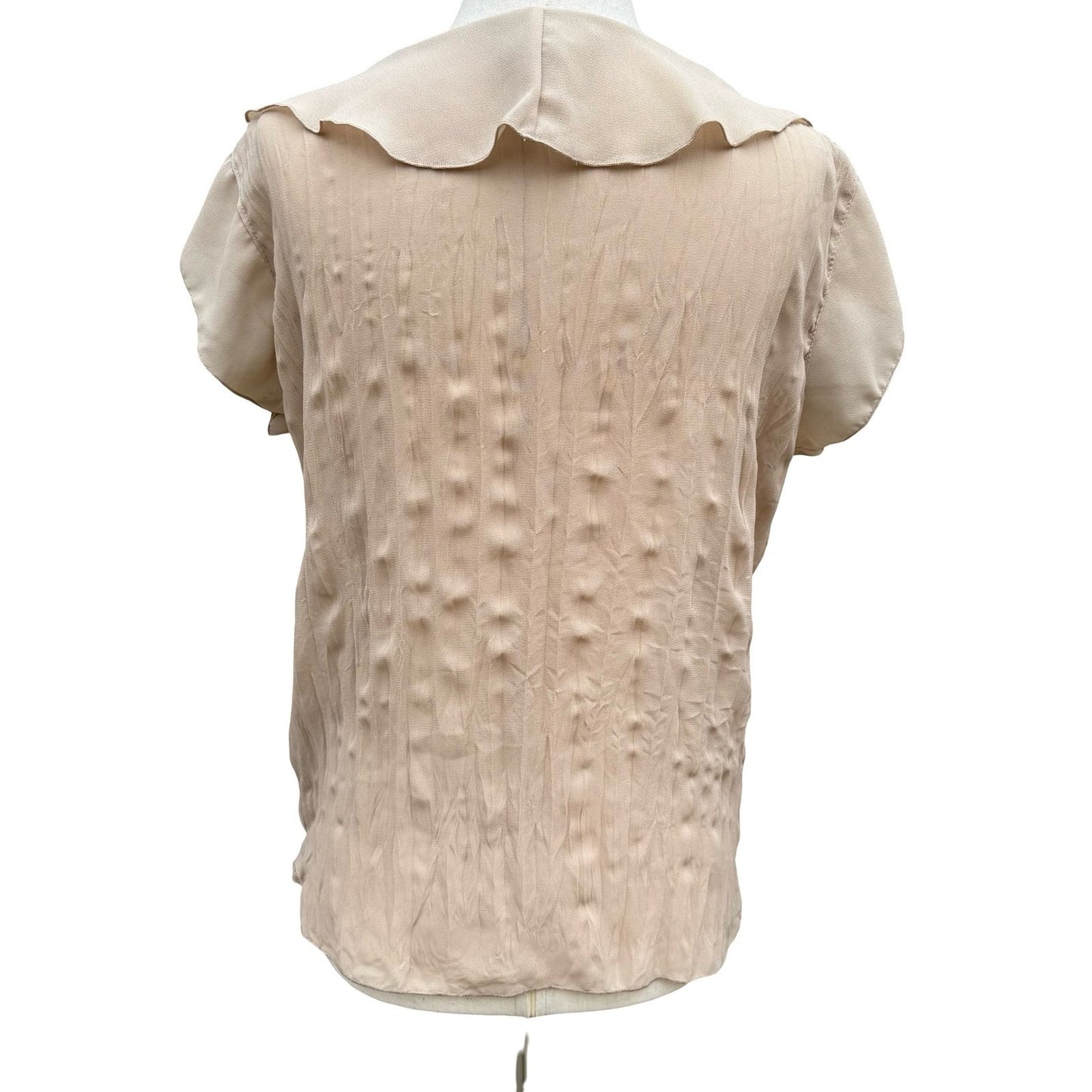 Separates NY City Design Tan Ruffle Lace V-Neck Coquette Blouse M Romantic Fairy