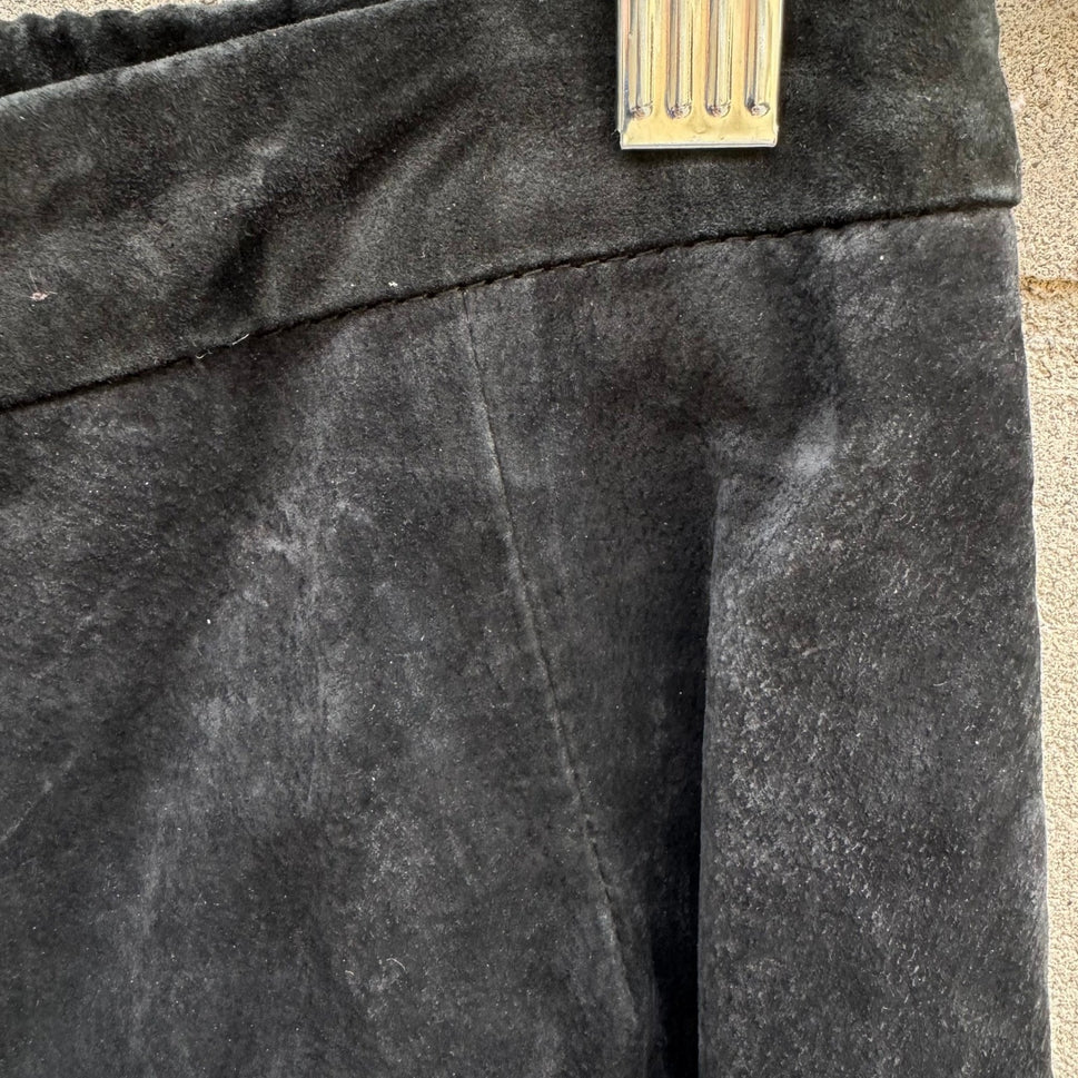 Terry Lewis Classic Luxuries Black Suede Leather Pants Petite 6P T4005-001 NEW