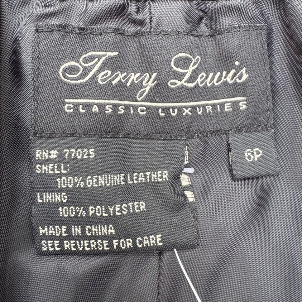 Terry Lewis Classic Luxuries Black Suede Leather Pants Petite 6P T4005-001 NEW