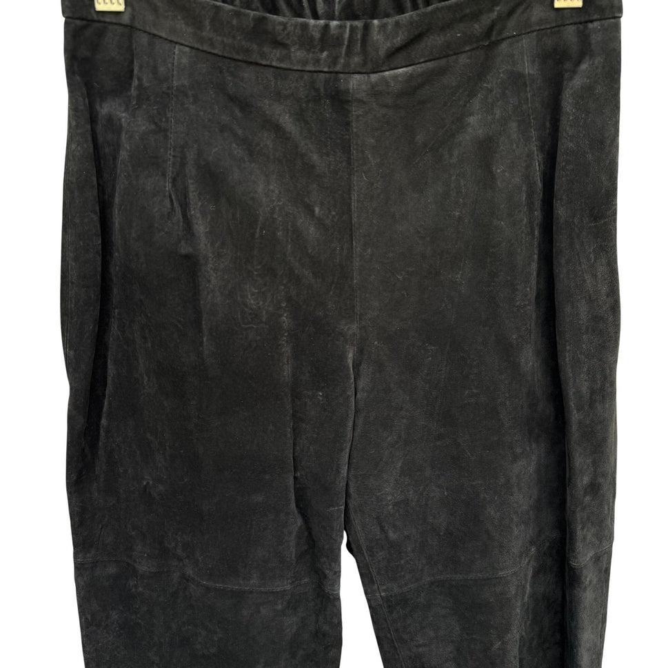 Terry Lewis Classic Luxuries Black Suede Leather Pants Petite 6P T4005-001 NEW
